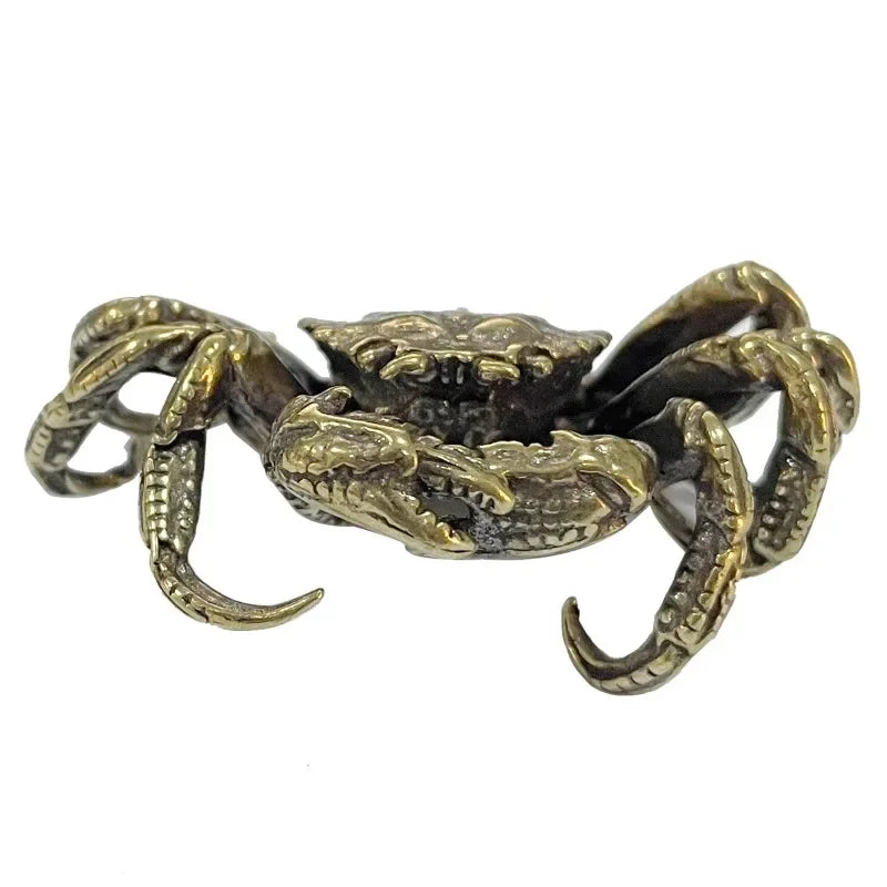 Antique Bronze Brass Crab Miniature Figurine Car Ornament Miniature Figurine Babs