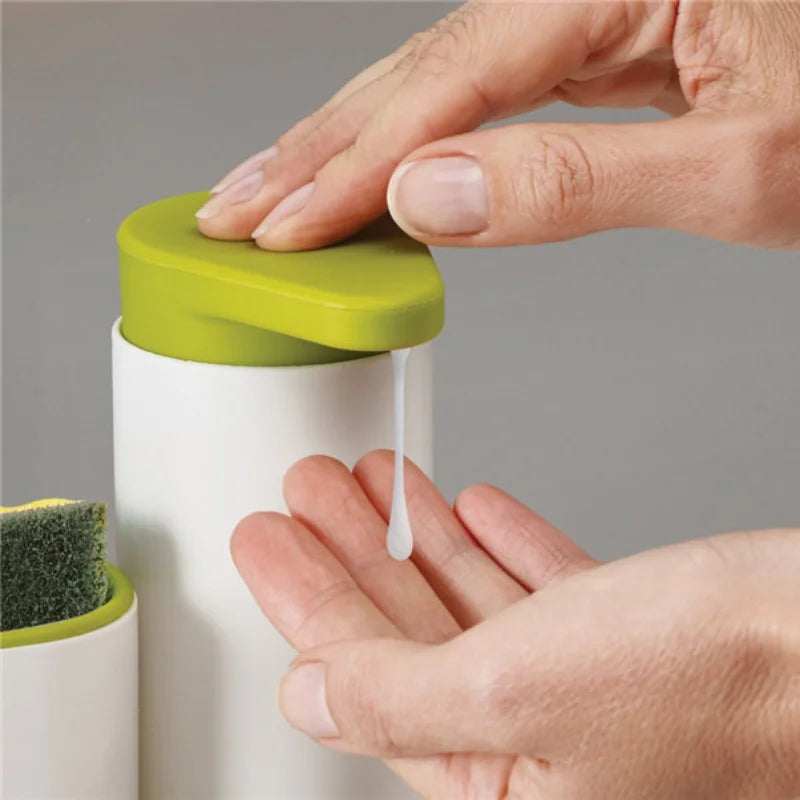 2-in-1 Soap Dispenser with Sponge & Brush Holder | Bathroom Sink Soap Dispenser Organizer Babs