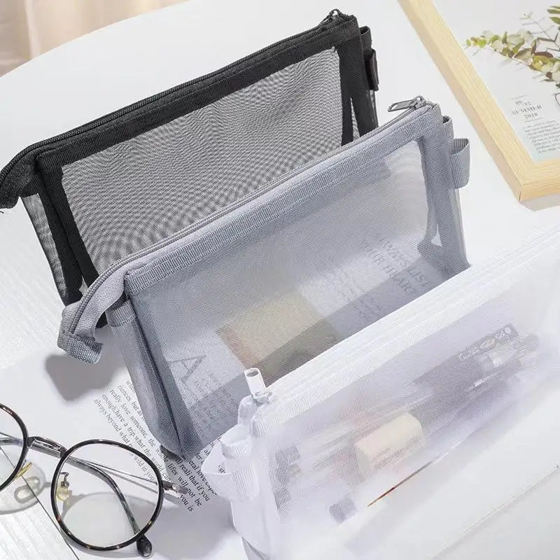 HUXUAN Mesh Pencil Case Transparent Pouch School & Office Mesh Pencil Case Babs