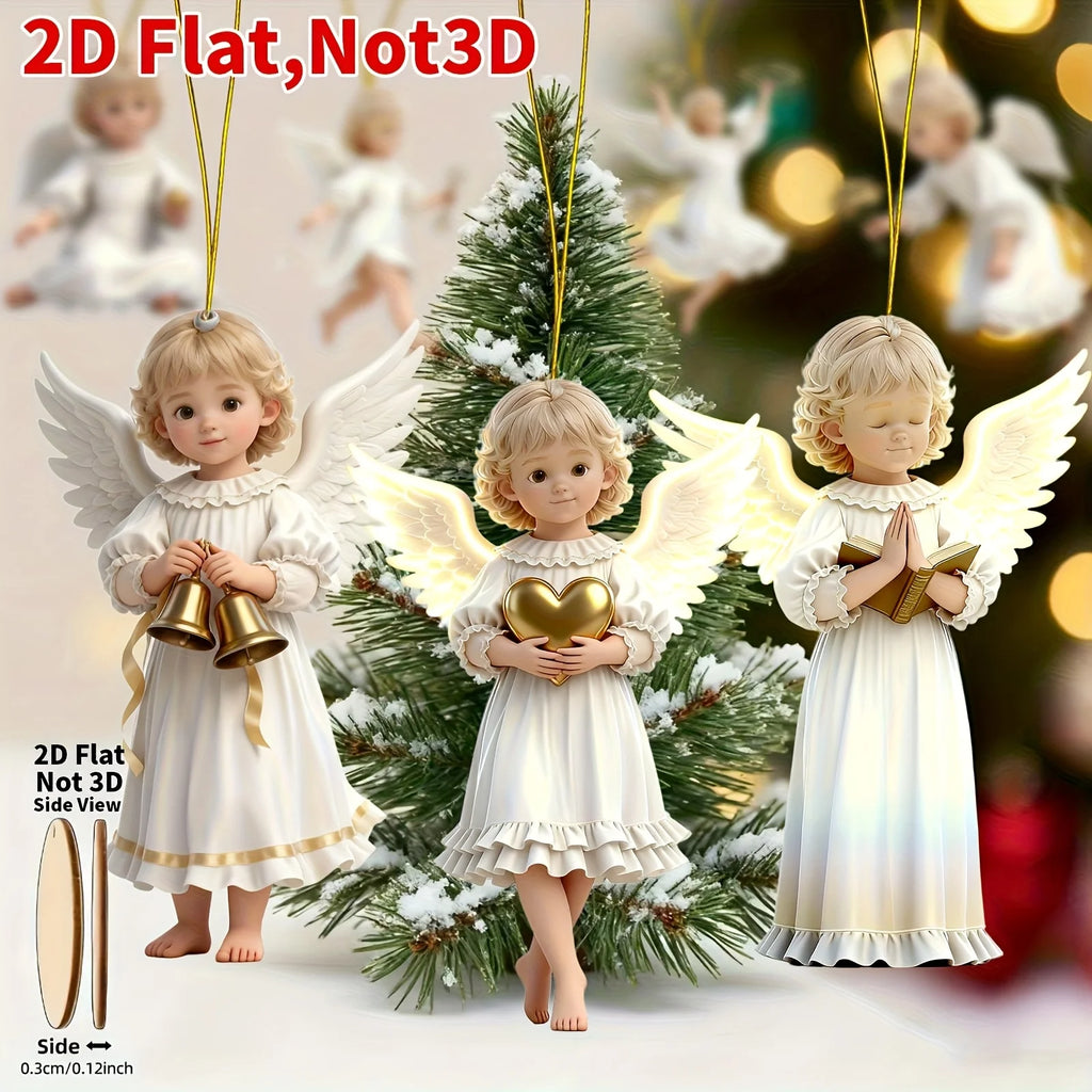 12PCS Retro Wood Angel Ornaments – Christmas & Halloween Decor Holiday Tree Ornaments Babs