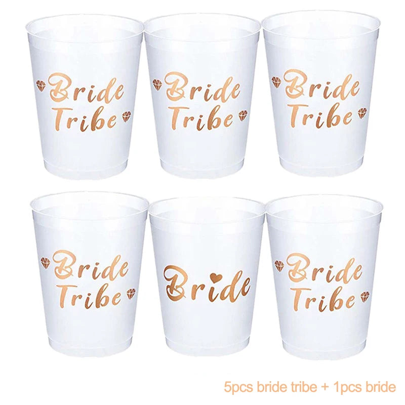 Team Bride Tribe Cups – Rose Gold Bachelorette Party Cups Party Drinkware Babs 6pcs set