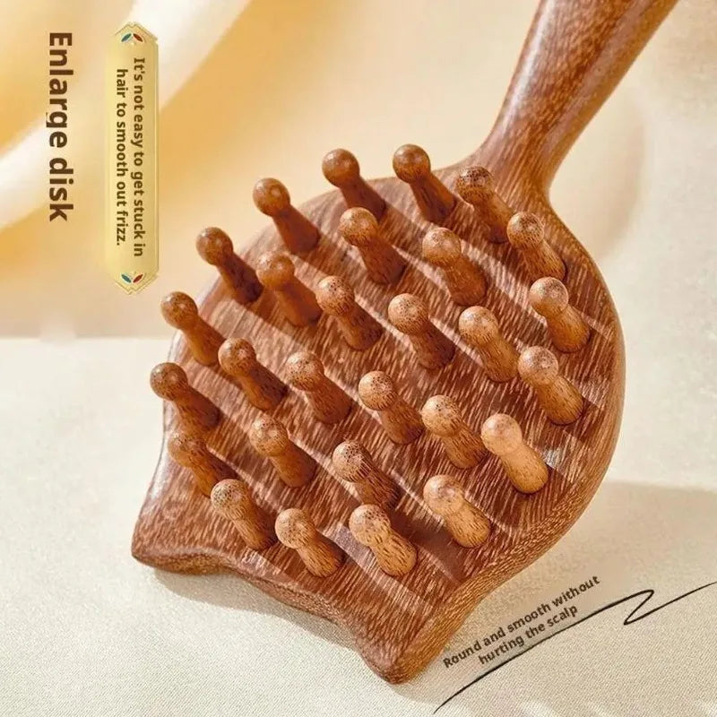 Cat Sandalwood Detangling Massage Comb – Thick Tooth Hair Care Hair Massage Comb Babs