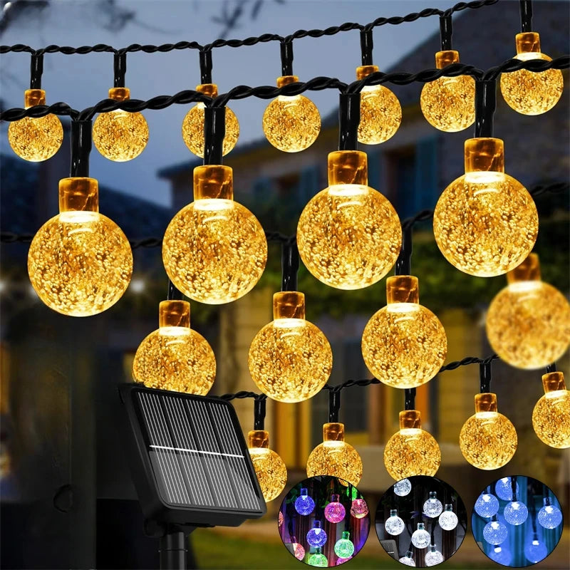 Solar Crystal Globe String Lights – 60 LED, 8 Modes, IP65 Solar String Lights Babs