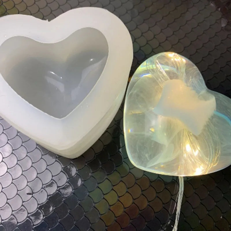 2pcs 3D Heart Silicone Mold – Candle, Resin & Baking Silicone Craft Mold Babs