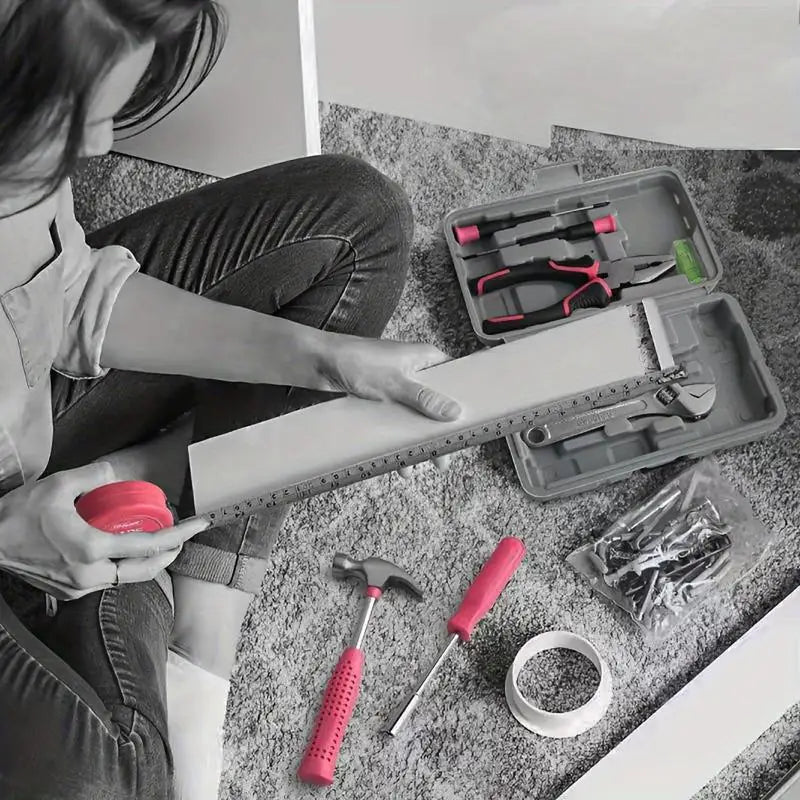 Pink 13-Piece Home Tool Set – Steel Wrench, Screwdriver & Pliers Home Tool Set Babs