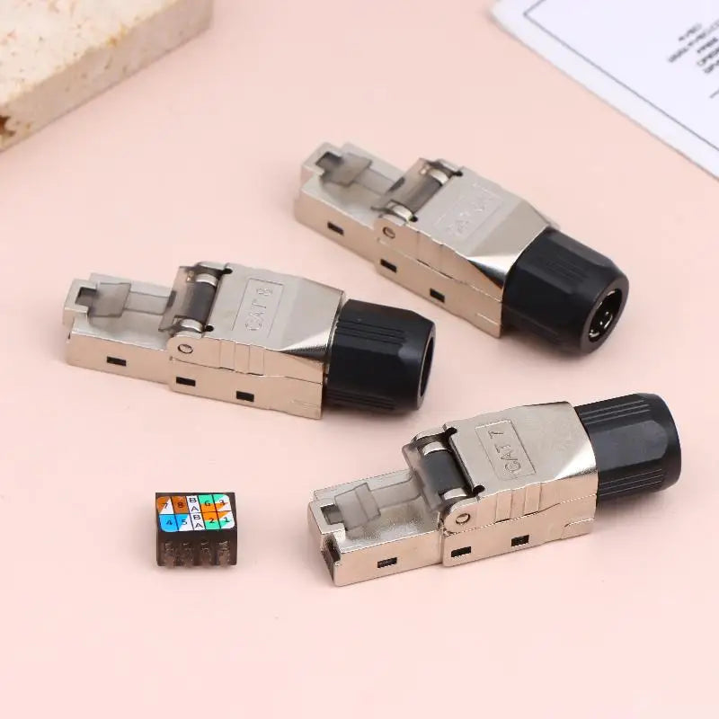 Toolless Shielded RJ45 Plug for Cat8 Cat7 Cat6A – No Crimp Network Connector Babs