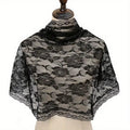 Women's Embroidered Mantilla Lace Scarf – Sheer Floral Shawl Lace Mantilla Scarf Babs Black