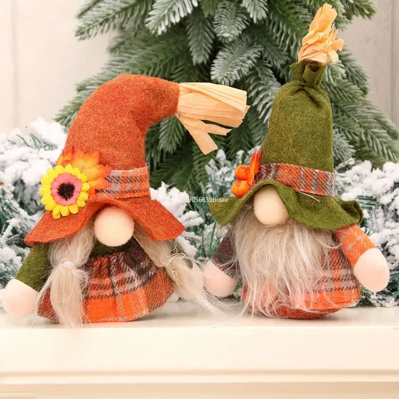 Fall Gnome Plush Figurine – Autumn Pumpkin Thanksgiving Décor Holiday Gnome Figurine Babs
