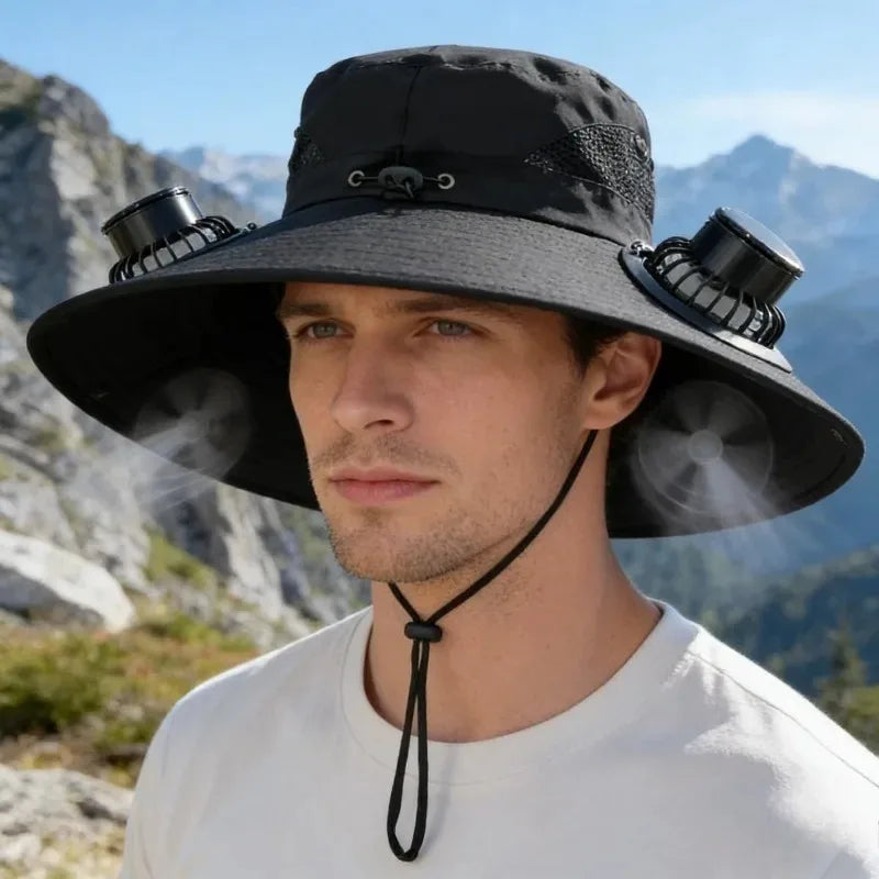 Solar Powered Fan Sun Hat – UV Protection Bucket Hat Solar Fan Sun Hat Babs