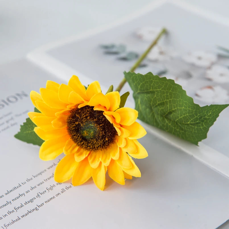 Artificial Silk Sunflower & Gerbera Bouquet | DIY Home Decor Artificial Flower Bouquet Babs Sunflower 9CM 5 pcs