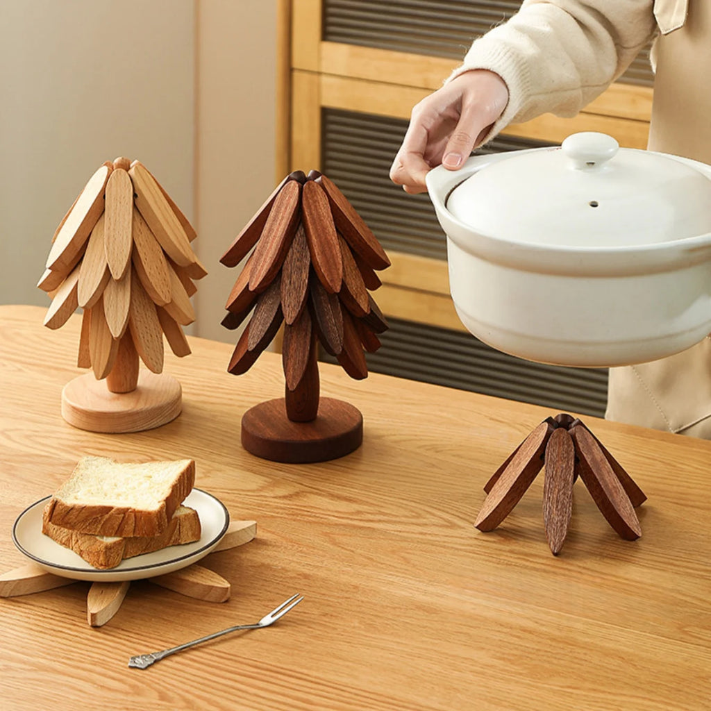 Tree-Shaped Bamboo Trivet – Collapsible Hot Pad for Dishes Bamboo Trivet Babs