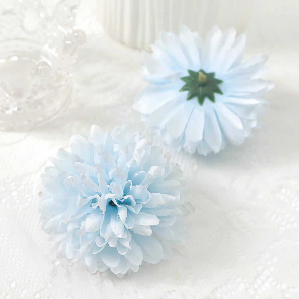 10 Pcs Orange Silk Chrysanthemum Artificial Flower Heads Decor