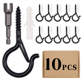 Heavy Duty Black Screw Hooks for Plants & String Lights 10/20pk Screw Ceiling Hooks Babs 10pcs 5.7x3cm