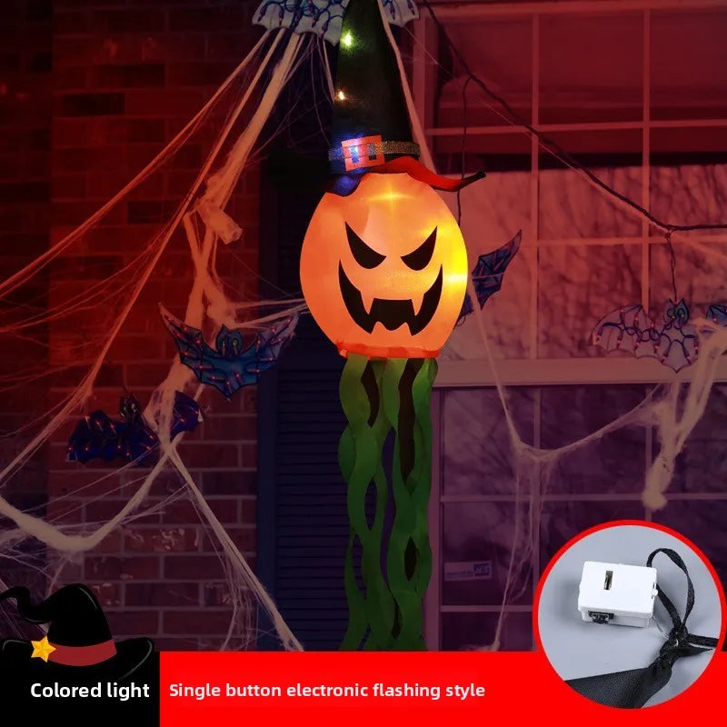 Halloween LED Ghost Hat Lantern & Pumpkin Flashing Light Decor Halloween Hanging Lantern Babs Multicolor 3pcs