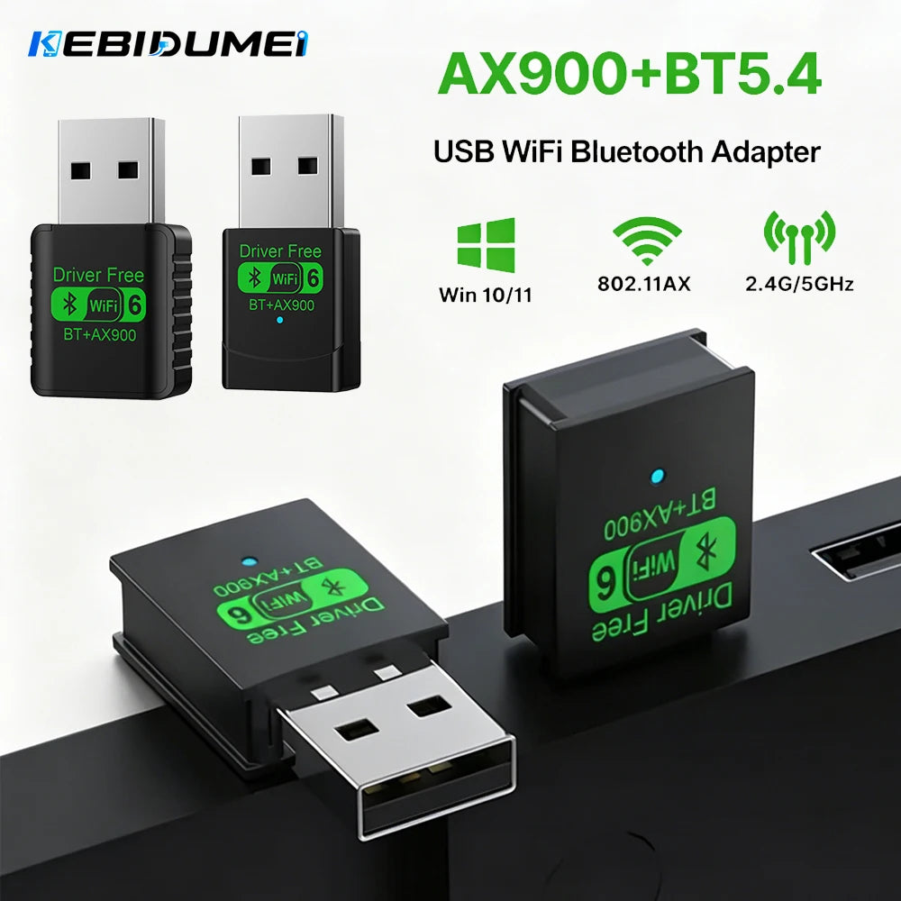 KEBIDUMEI AX900 WiFi 6 USB Dongle Dual Band BT 5.4 for PC USB WiFi Adapter Babs