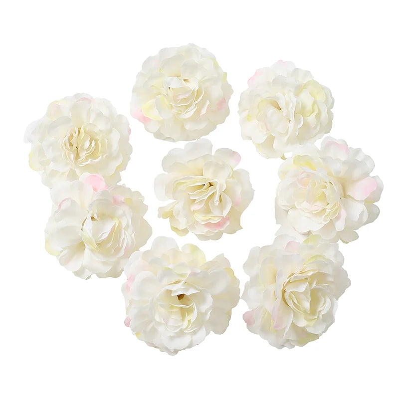 Silk Rose Artificial Flower Heads | Wedding & Home Décor Artificial Flower Heads Babs Pink white 20Pcs