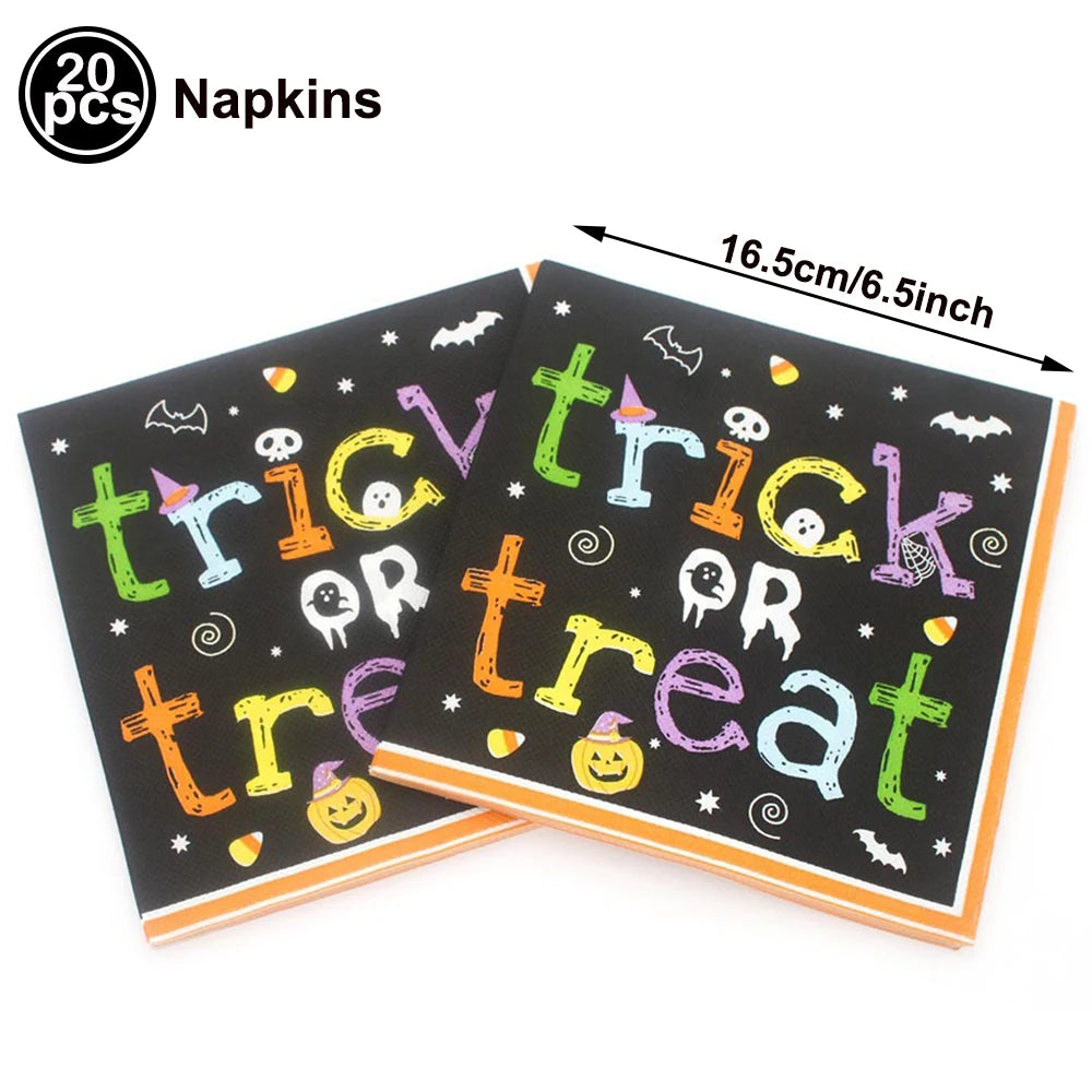 20-Pack Halloween Disposable Paper Napkins – Spooky Prints Disposable Party Napkins Babs Light Grey as show