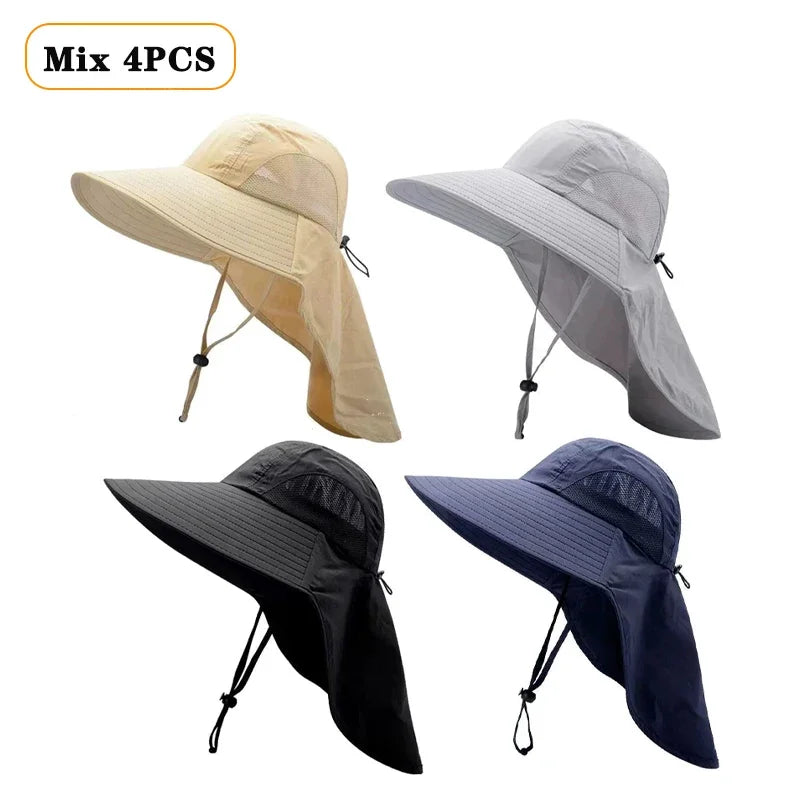 Waterproof Wide Brim Fisherman Sun Hat – UV Outdoor Protection Wide Brim Sun Hat Babs Mix 4PCS