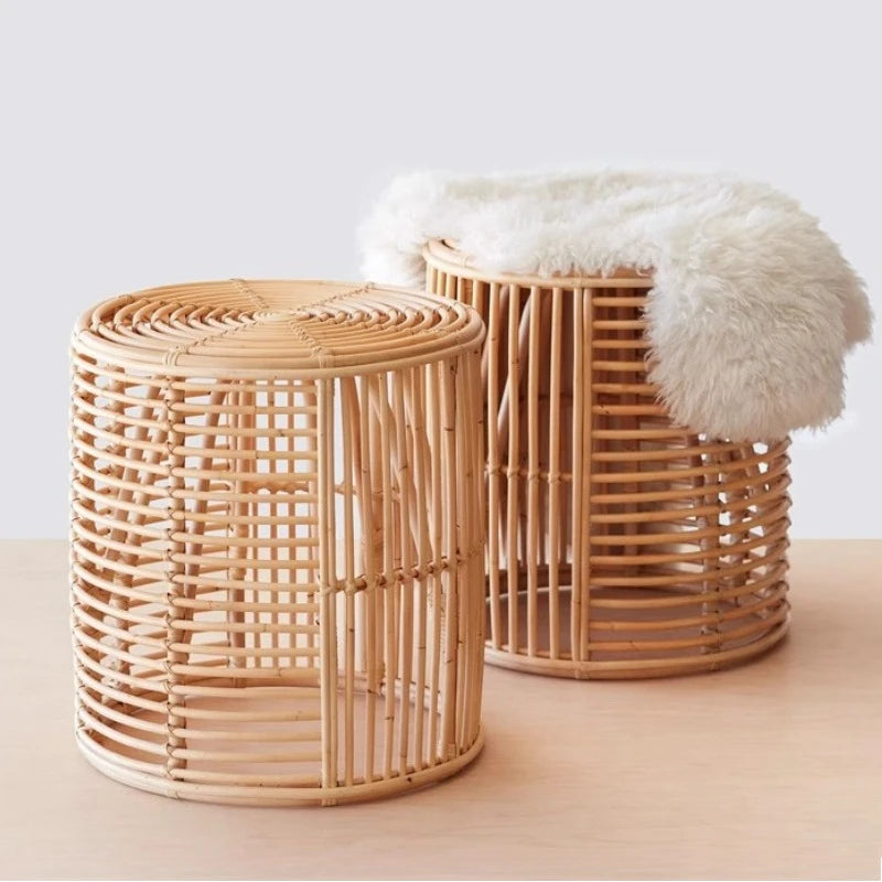 Rattan & Bamboo Nordic Round Coffee Table | Modern Living Room Round Coffee Table Babs
