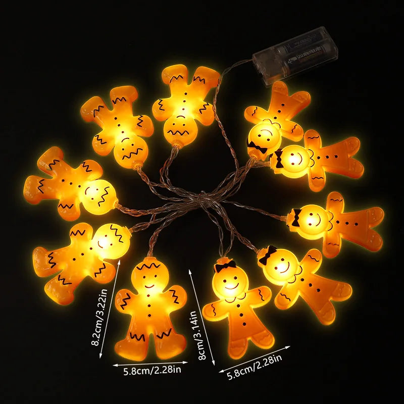 Gingerbread Man LED String Lights – Xmas Tree Ornaments LED String Lights Babs