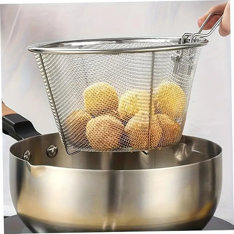 Stainless Steel Fry Basket – Kitchen Strainer & Steam Rinse Kitchen Fry Basket Babs