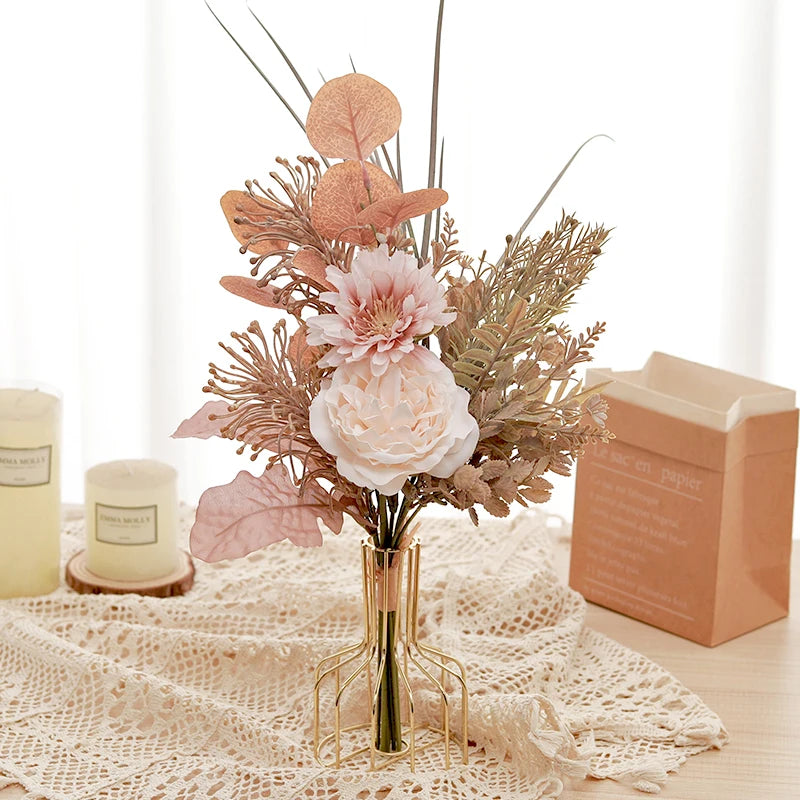 Artificial Silk Peony Rose Eucalyptus Bouquet – Home & Wedding Artificial Flower Bouquet Babs