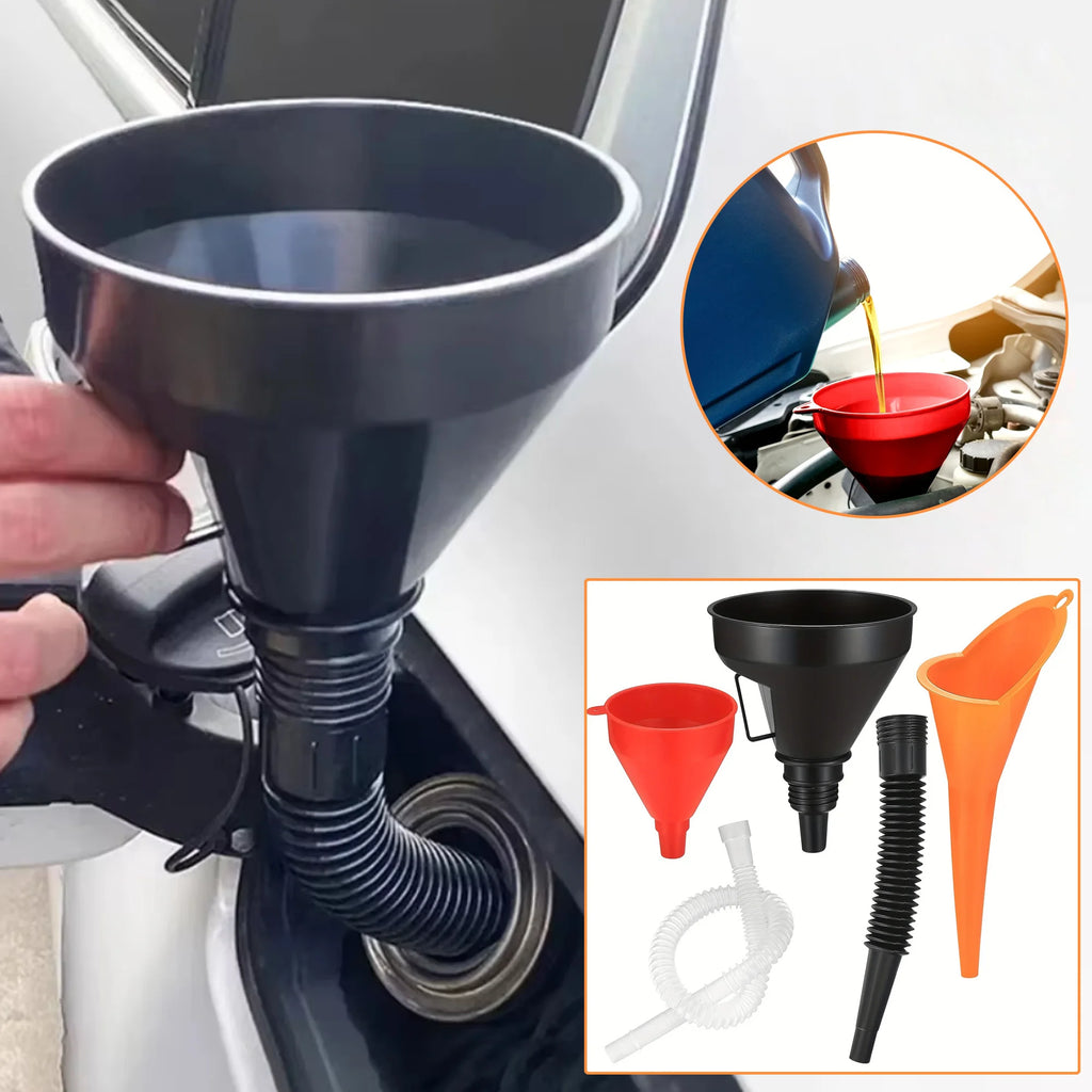 3-Piece Car & Motorcycle Funnel Set – Angled Nozzle & Filter Automotive Funnel Set Babs