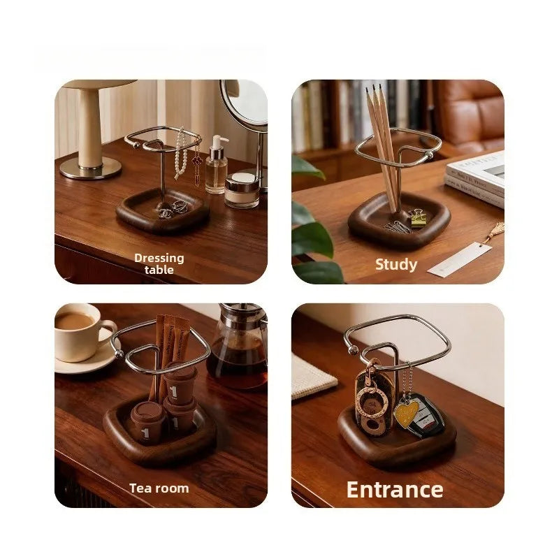 Remote Control Storage Rack – Wood & Steel Desk Organizer Desk Storage Rack Babs