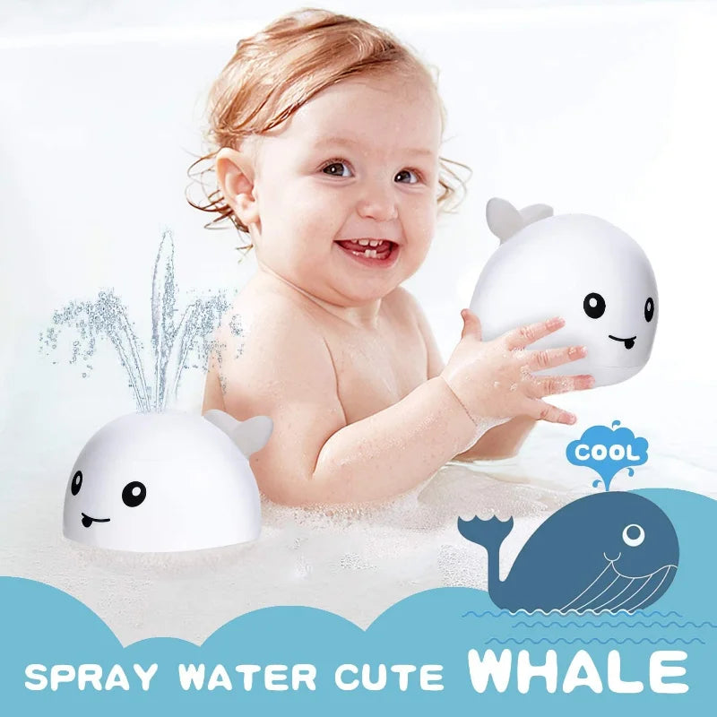 Baby Whale Bath Toy – LED Light Up Induction Water Squirt Baby Bath Toy Babs