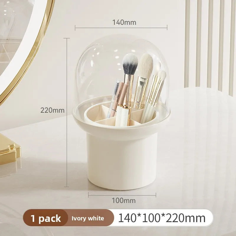 Makeup Organizer Box with Brush Holder & Dustproof Compartments Makeup Organizer Box Babs Ivory 4