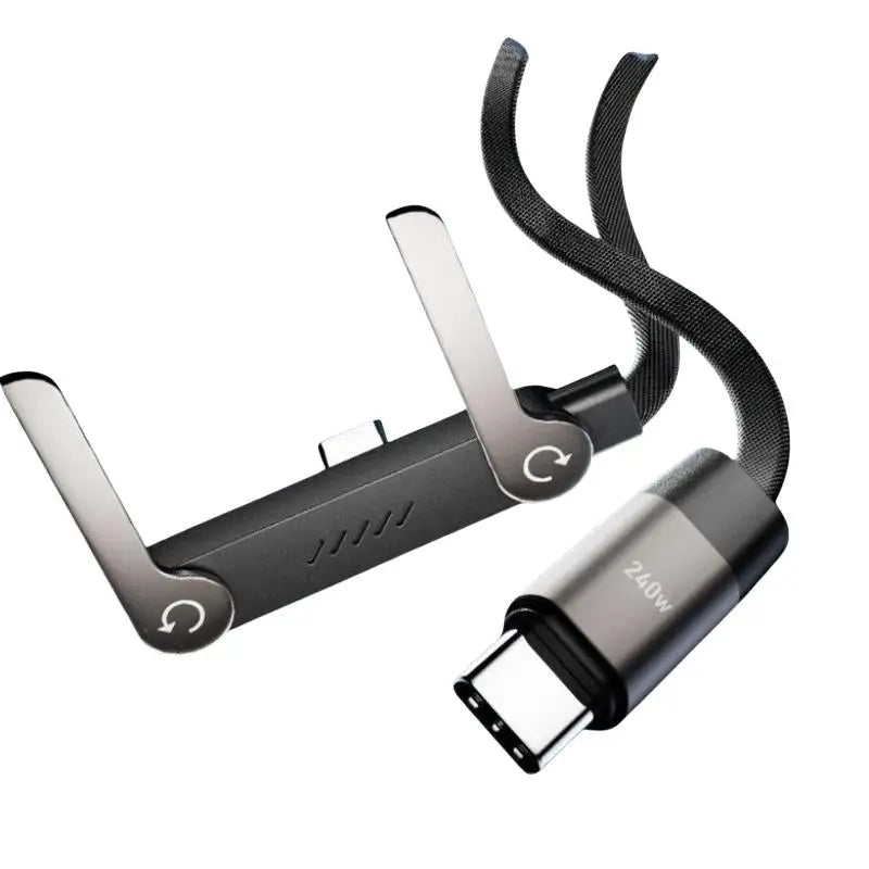 240W USB-C Fast Charging Cable with Foldable Phone Stand USB-C Charging Cable Babs