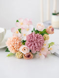 Artificial Silk Rose & Chrysanthemum Bouquet | Wedding Home Decor Artificial Flower Bouquet Babs color 6 1pc