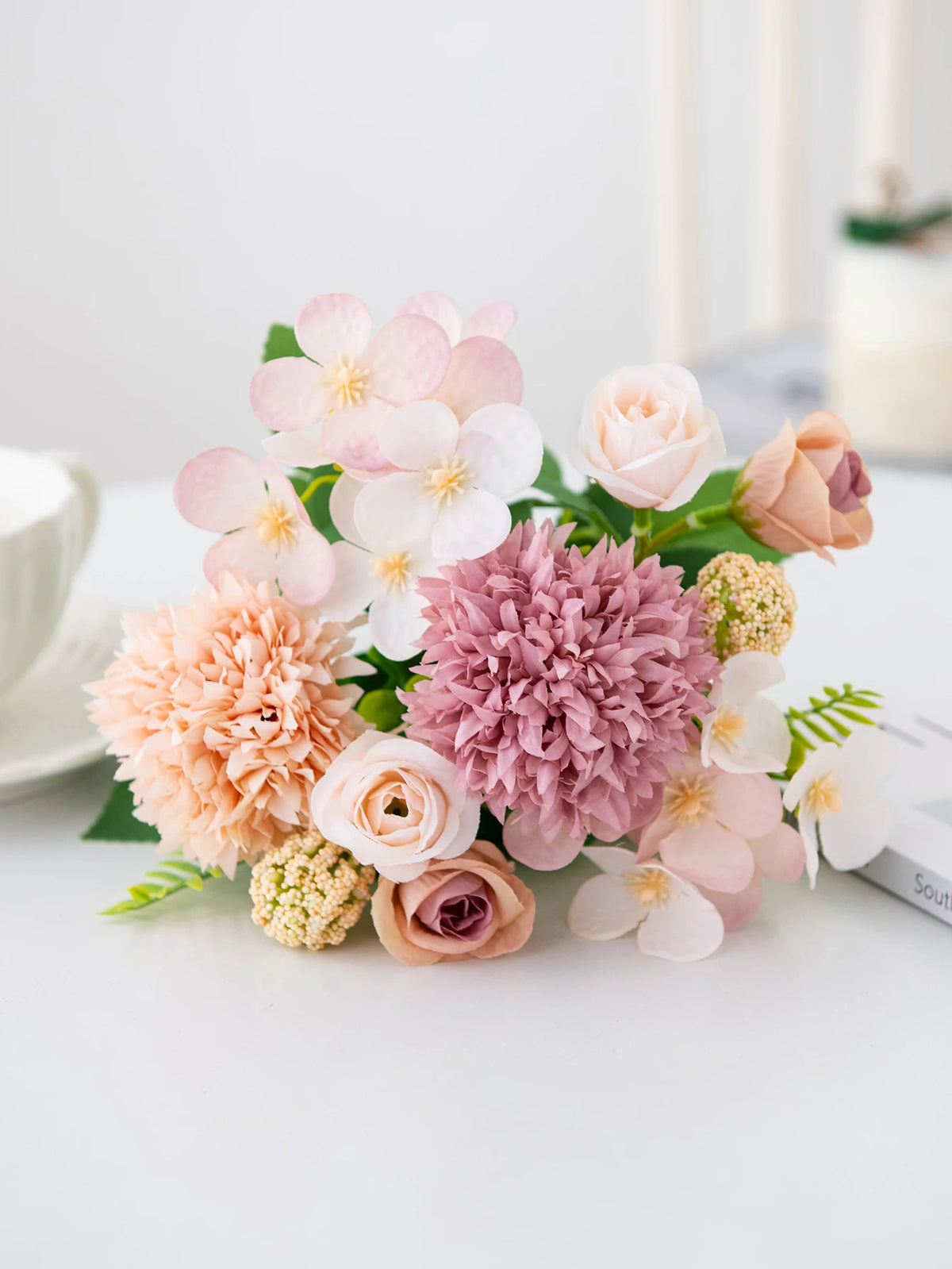 Artificial Silk Rose & Chrysanthemum Bouquet | Wedding Home Decor Artificial Flower Bouquet Babs color 6 1pc