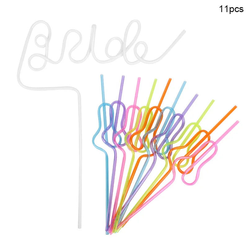 Bachelorette Party Straws – Bridal Shower & Hen Night Favors Party Novelty Straws Babs 1Bride 10Mix 1