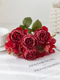 Artificial Silk Peony Flowers – Wedding & Home Décor Bouquet Artificial Flower Bouquet Babs Red 3 pcs
