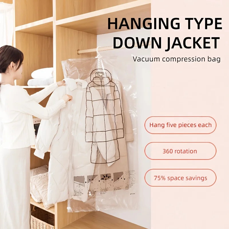 Oversized Hanging Vacuum Compression Storage Bag – 5 Hooks Vacuum Storage Bag Babs L