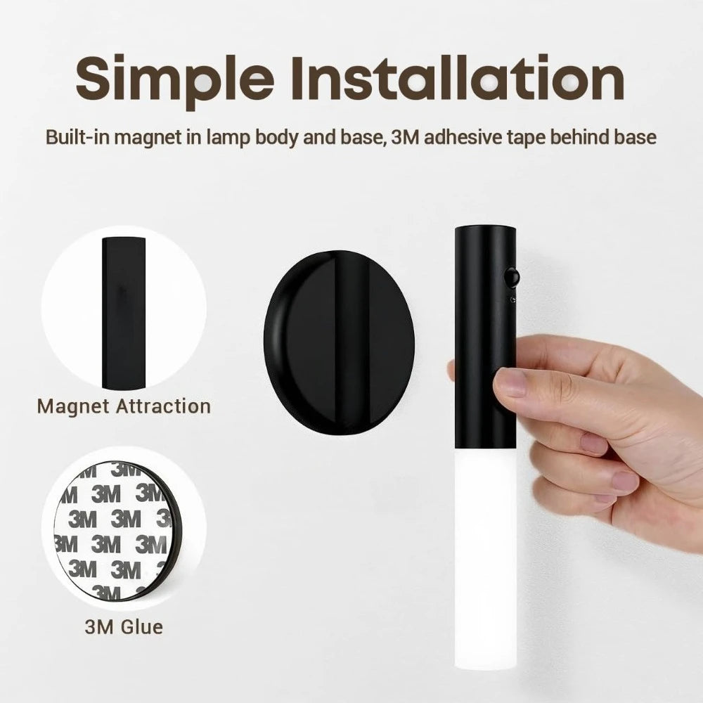 LED Motion Sensor Rechargeable Wall Night Light – Black Motion Sensor Wall Light Babs