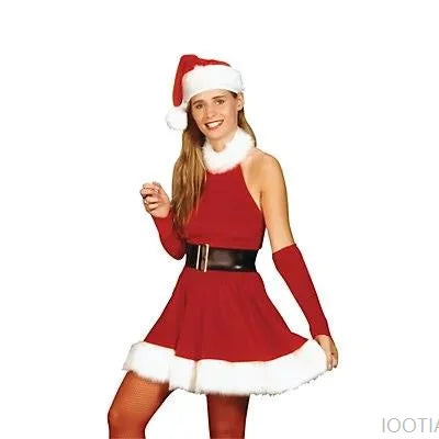 Women's Christmas Velvet Costume – Santa Elf & Storybook Dress Set Holiday Costume Set Babs Khaki XL