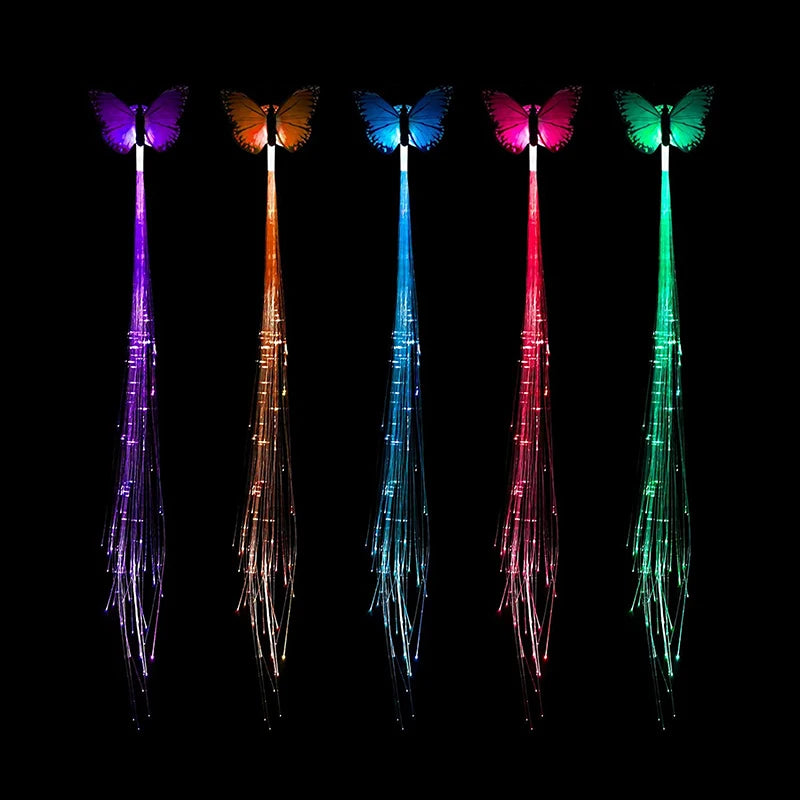 LED Glow Hair Braid Neon String Lights – Party & Costume 1-10PCS LED Hair Accessories Babs Random Butterfly 1PC