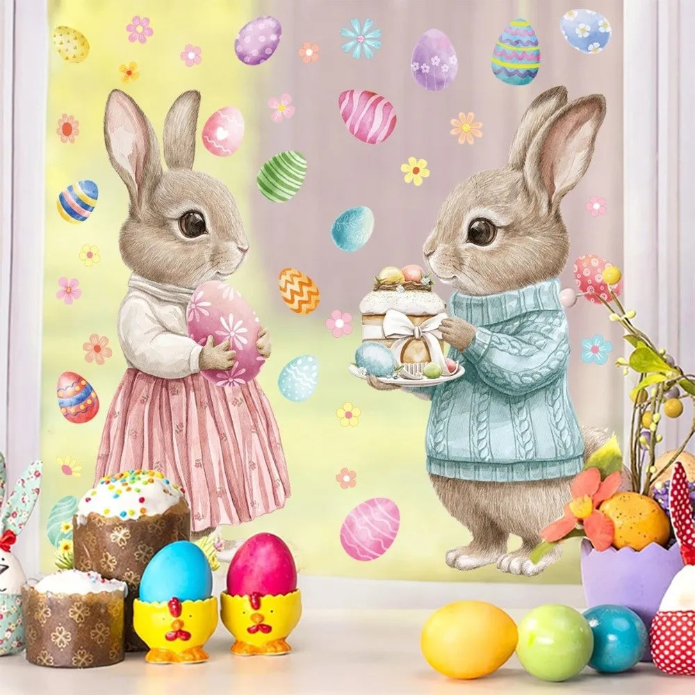 Easter Window Stickers – Removable PVC Static Egg Decals Window Decals Babs