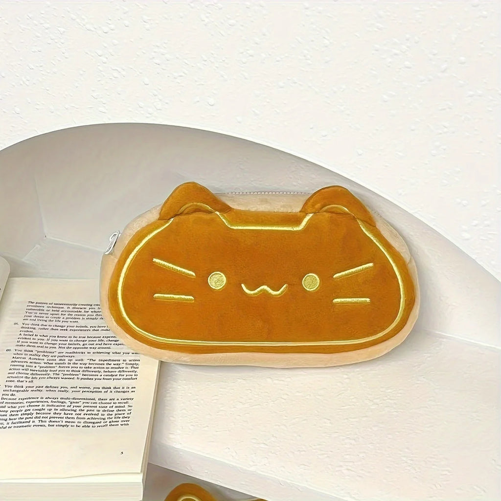 Caramel Cat Plush Pencil Case – Large Capacity Kids Gift Plush Pencil Case Babs