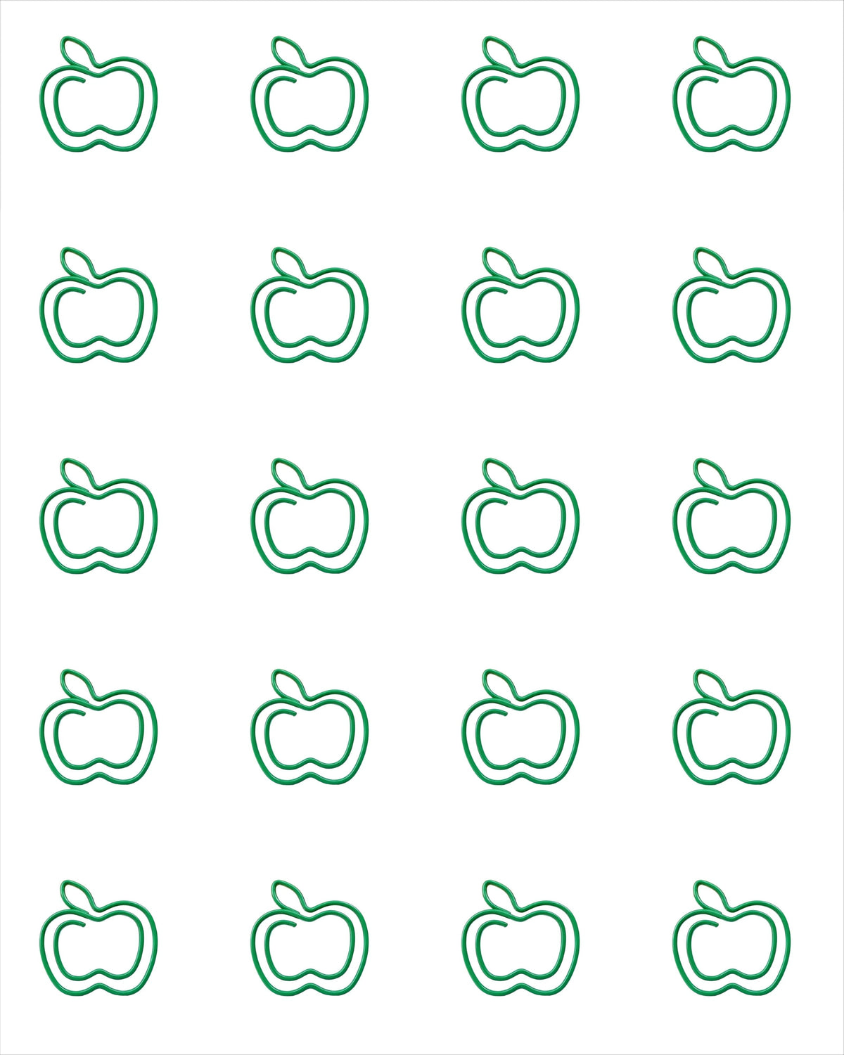 20pcs Apple Shaped Paper Clips – Cute Colored Binder Clips Shaped Paper Clips Babs 20Pcs-green