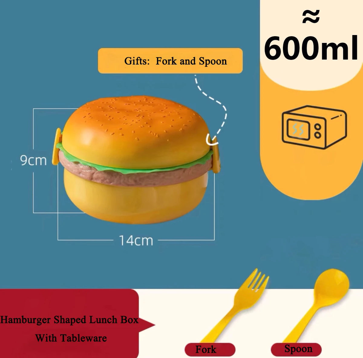 Cute Hamburger Bento Box – Double Tier Kids Lunch Container Kids Bento Lunch Box Babs R