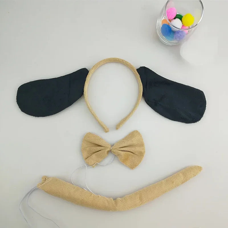 Animal Ear Headband Bow Tie Costume Set – Party & Cosplay