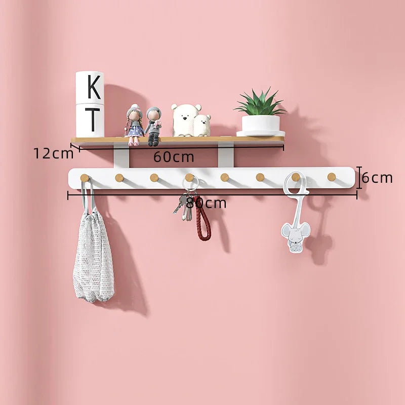 Wall Mounted Wood Coat Rack 8 Hooks – Modern Pine Organizer Wall Mounted Coat Rack Babs White-8 Hooks