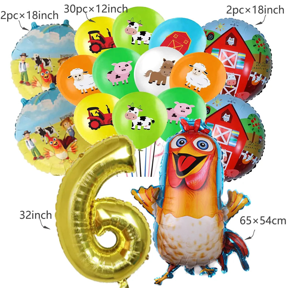 Farm Animal Foil Balloons Set – Cow Sheep Duck Pig Party Decor Party Balloons Set Babs Dark Khaki As show
