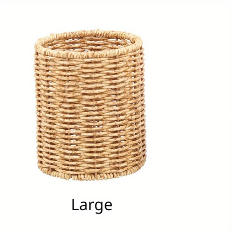 Handmade Vine Woven Round Pen Holder Desktop Organizer Woven Pen Holder Babs Large