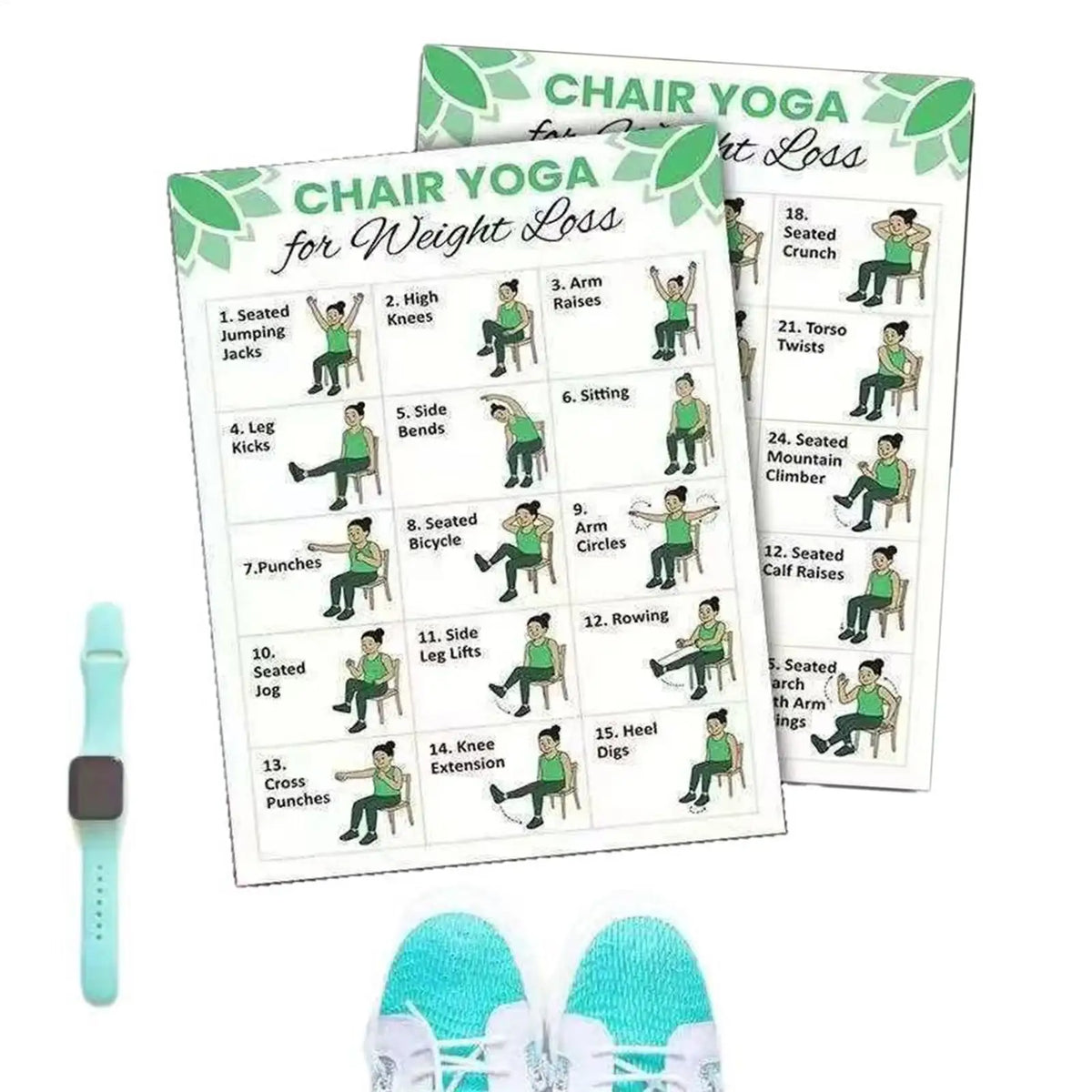 Chair Yoga 30-Day Workout Charts 2-Pack – Seniors Fitness Guide Yoga Workout Chart Babs