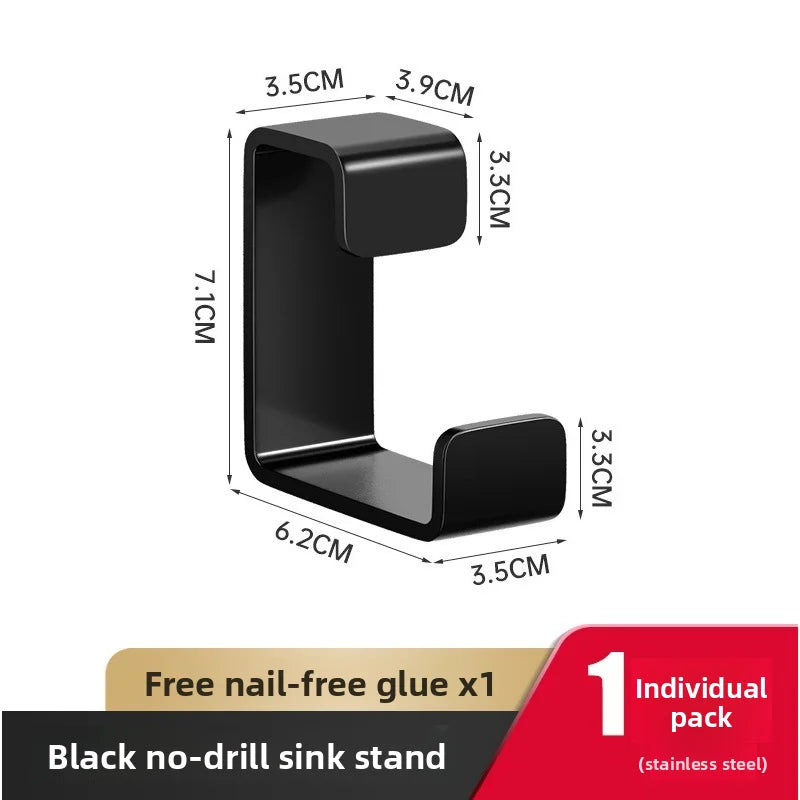 Wall Mounted Basin Holder – Punch-Free Bathroom Storage Rack Bathroom Storage Rack Babs Black