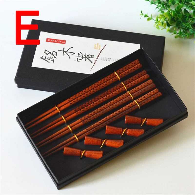 Japanese Style Wooden Chopsticks Gift Box Set – 4 Pairs & Rests Chopsticks Gift Set Babs E
